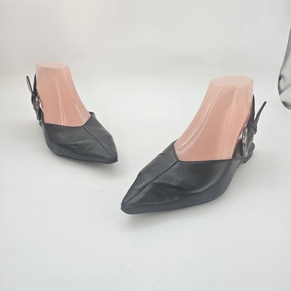 Jeffrey Campbell Black Scone Slingback Pointed Toe Flat Size 7 NWOB Leather - Picture 3 of 11